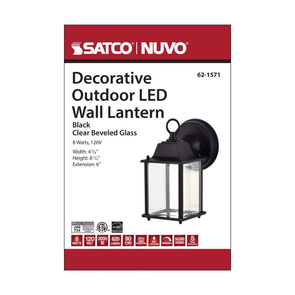 Modern Black LED Cube Lantern, 8W Dimmable Energy Star