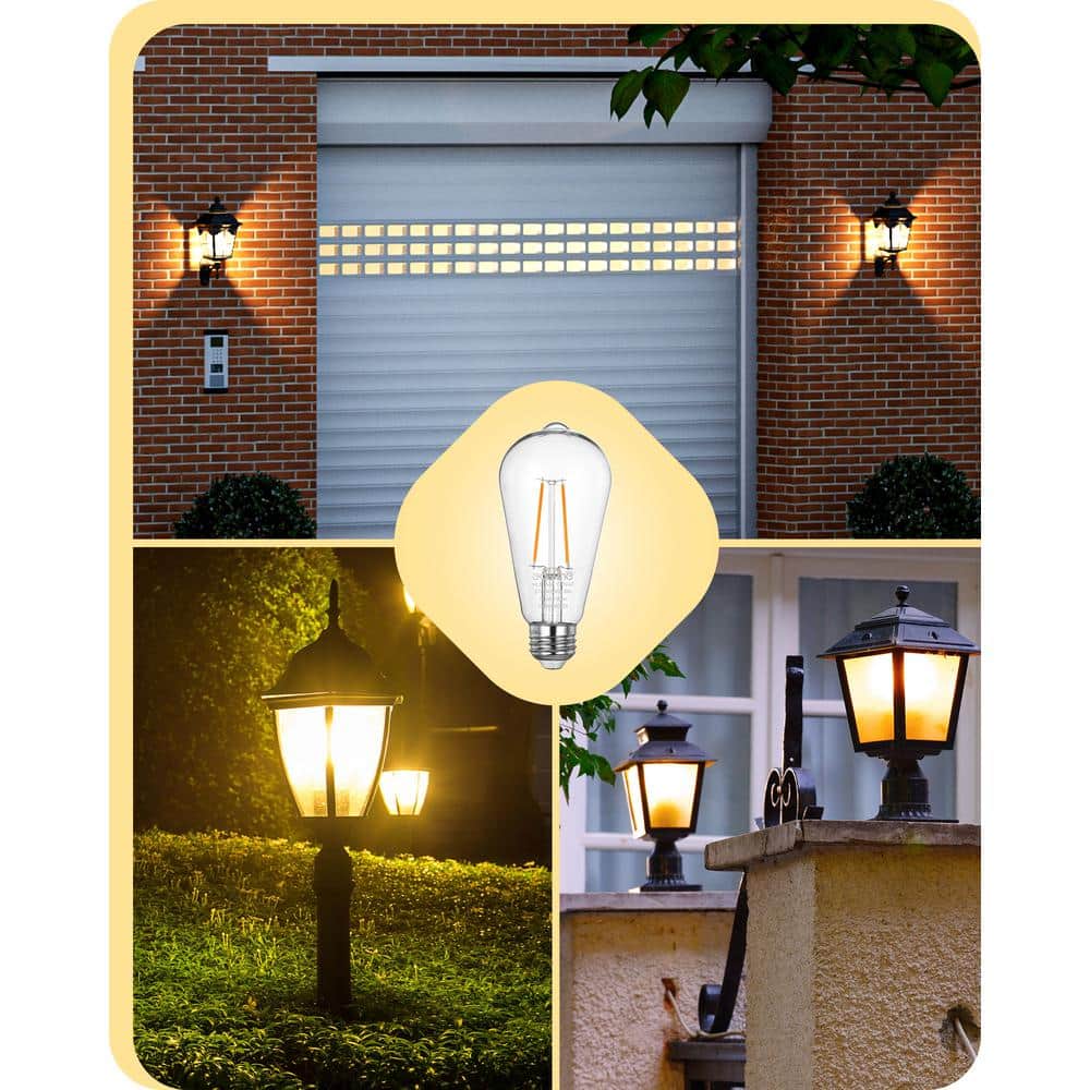 Soft White LED Edison Bulbs with Dusk to Dawn Sensor, 6-Pack