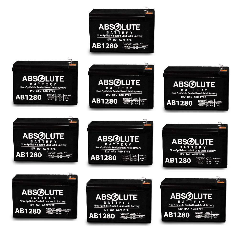 ABSOLUTE BATTERY 12-Volt 8 Ah F1 Sealed Lead Acid (SLA) Rechargeable Battery (10-Pack) (10) AB1280F1 Sansujyuku sansujyuku.com