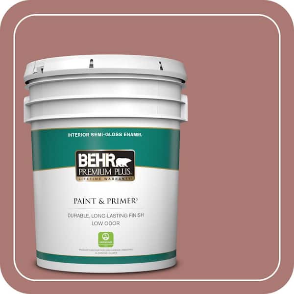 BEHR PREMIUM PLUS 5 gal. #160F-5 Rum Spice Semi-Gloss Enamel Low Odor Interior Paint & Primer