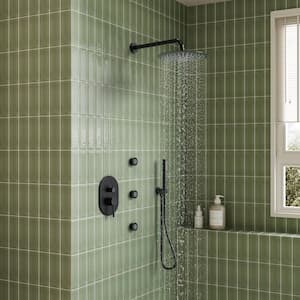 3-in-1 3-Spray Shower System With Rainfall Shower Head, and 3 Massage Body Jets in Matte Black