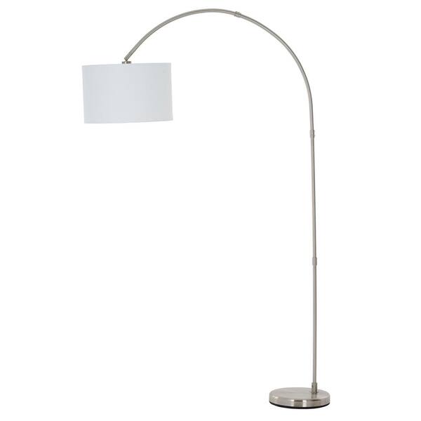 Cresswell 79 in. Brushed Nickel Arc Floor Lamp with Linen Shade