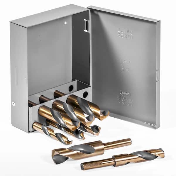 ELITE Titanium HHS Silver and Deming Drill Bit Set (8-Piece) with 1/2 in. Shank and Storage Case