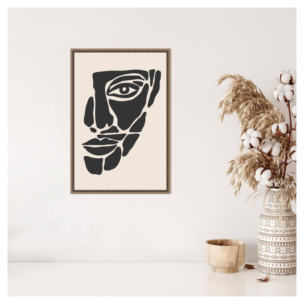 Beaded Bronze Framed Abstract Face Canvas Wall Art 16 x 23-in