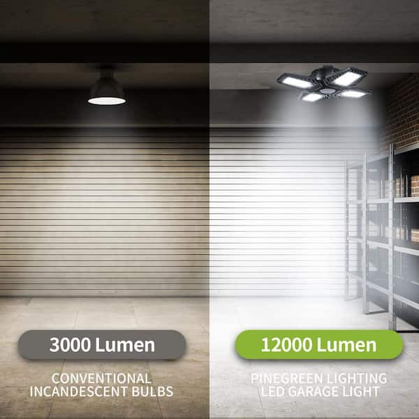Pinegreen Lighting 700-Watt Equivalent 12,000 Lumens LED 4-Panel Garage E26  Bulb 6500K Deluxe Daylight CL-BU-G120 - The Home Depot