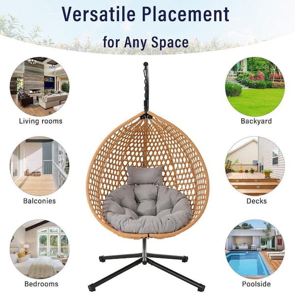39 in. W x 42 in. D x 76 in H 1-Person HDPE Hanging Egg Chair
