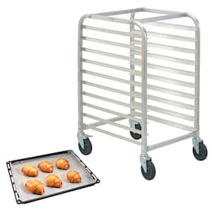 Bun Pan Rack 10-Tier Commercial Bakery Racks with Brake Wheels 26 in. L x 20.3 in. W x 39 in. H Bread Baking Equipment