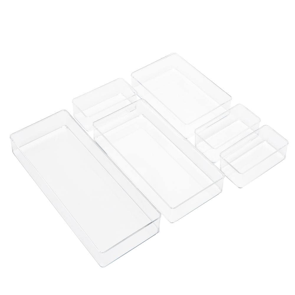 Clear Acrylic 6-Piece Kitchen Drawer Organizer Set