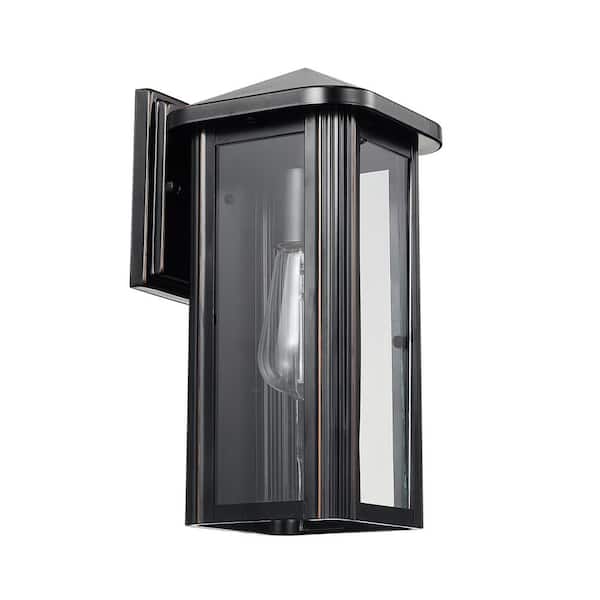 Globe Electric Clarence Oil-Rubbed Bronze Modern Indoor/Outdoor 1-Light Wall Sconce with Vintage Incandescent Light Bulb Included