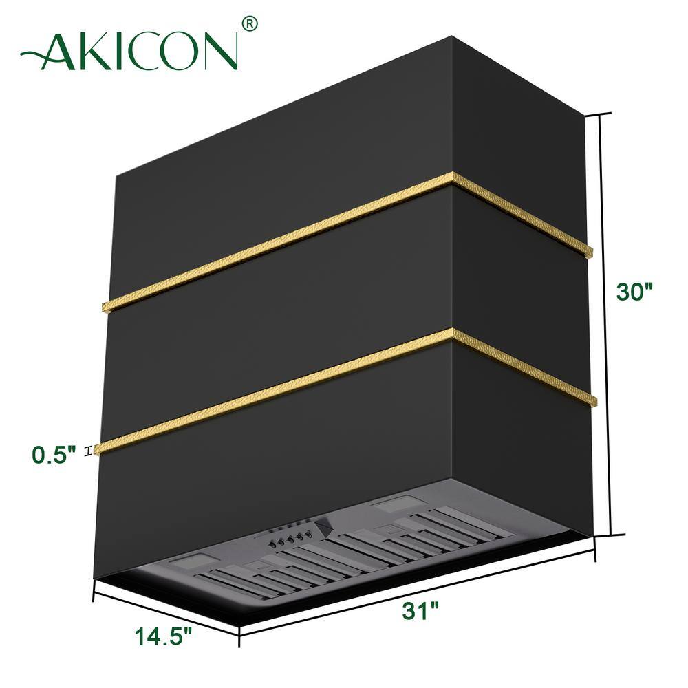 Akicon 30-Inch Stainless Steel Wall-Mounted Range Hood with LED Lights