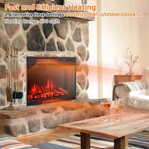 25 in. 900-Watt/1350-Watt Recessed and Freestanding Electric Fireplace Insert Heater -with Remote Control and Timer