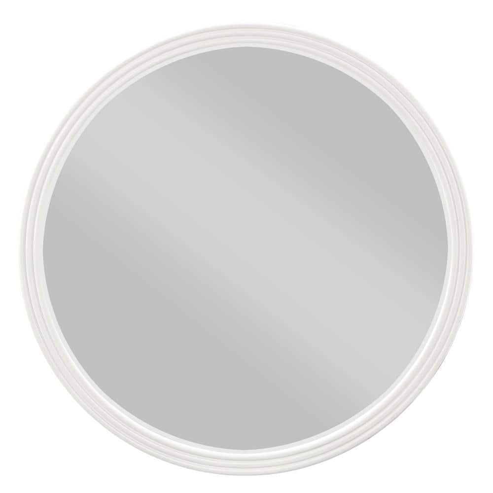 Gray 35 in W x 35 in. H Art Deco Round Glass Framed Mirror Bathroom Mirror
