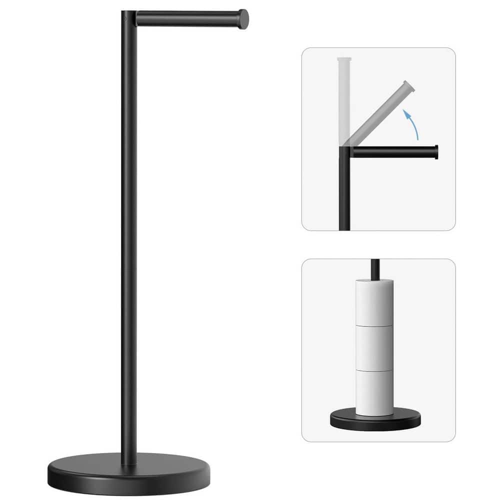 Freestanding Stainless Steel Toilet Paper Holder Stand in Matte Black with Storage for 4 Rolls price history on PriceWatchPro