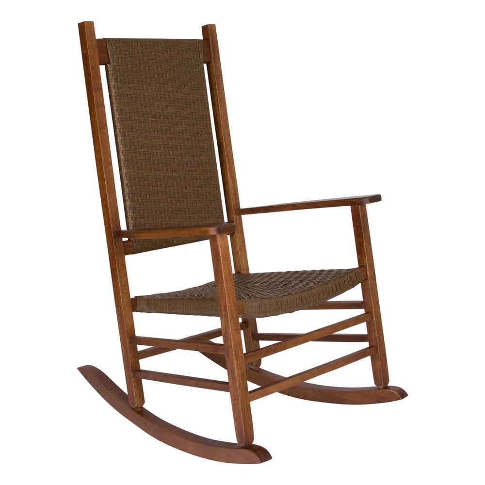 Shine Company Oak Wood Outdoor Rocking Chair Hampton Porch Rocker ...