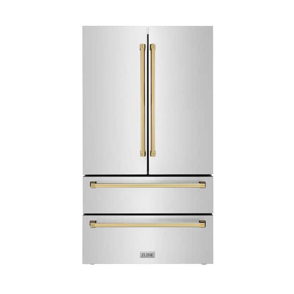 https://images.thdstatic.com/productImages/77f49dbf-1d8f-4ac6-96ec-17b3bfe4d7a9/svn/brushed-430-stainless-steel-polished-gold-zline-kitchen-and-bath-french-door-refrigerators-rfmz-36-g-64_600.jpg