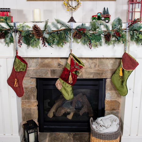 Garland and Stocking Hanger Silver Stocking Holder (2-Pack)