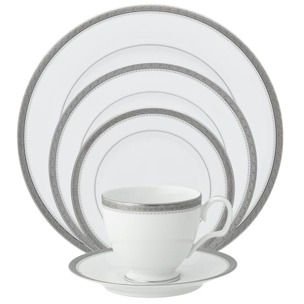 Charlotta Platinum 5-Piece (Platinum) Porcelain Place Setting, Service for 1