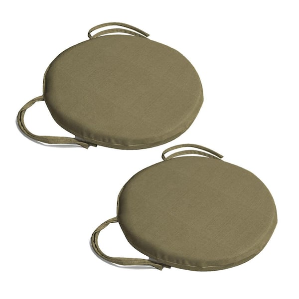 15.5 in. D x 1.75 in. T Round Outdoor Chair Seat Cushion in Medford Flax (2-Pack)