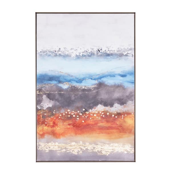 Litton Lane 1- Panel Abstract Framed Wall Art with Gold Frame 47 in. x 32 in.