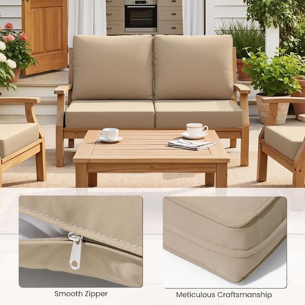 27.6 in. x 24.4 in. x 4.5 in. Outdoor Couch Cushion with Zipper 4.5 in. Thickened Outdoor Deep Seat Cushion in Beige