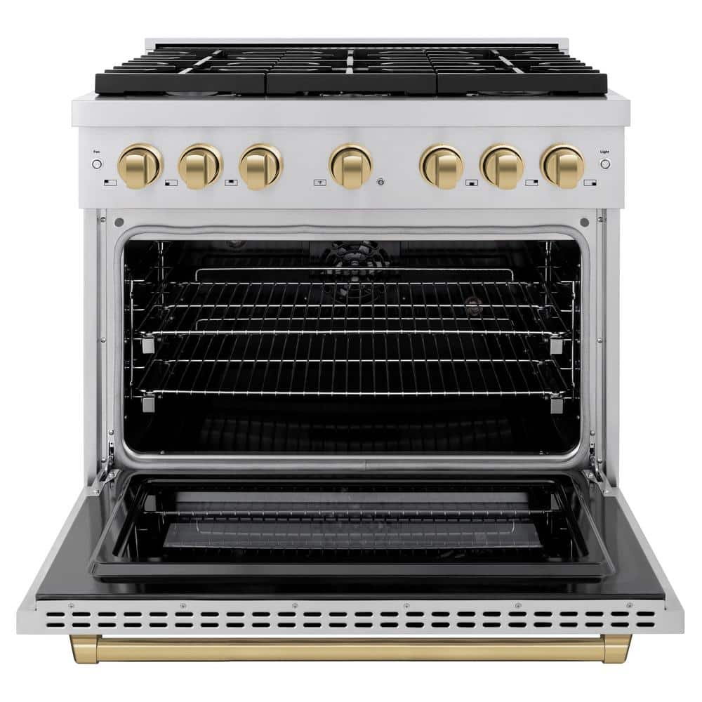 36" Stainless Steel Dual Fuel Range with Champagne Bronze Accents