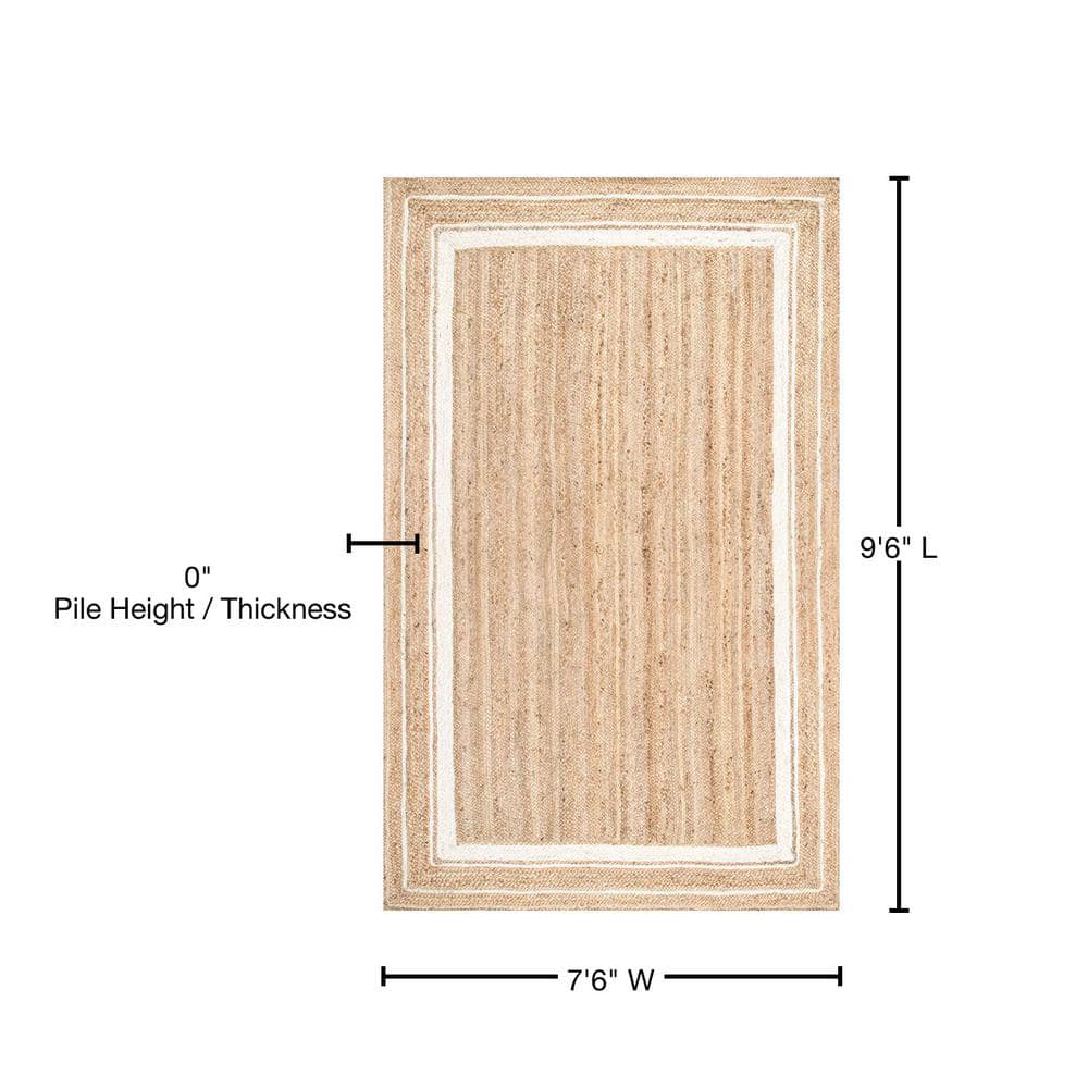 Off-White Braided Easy Care Square Area Rug 7'6" x 9'6"