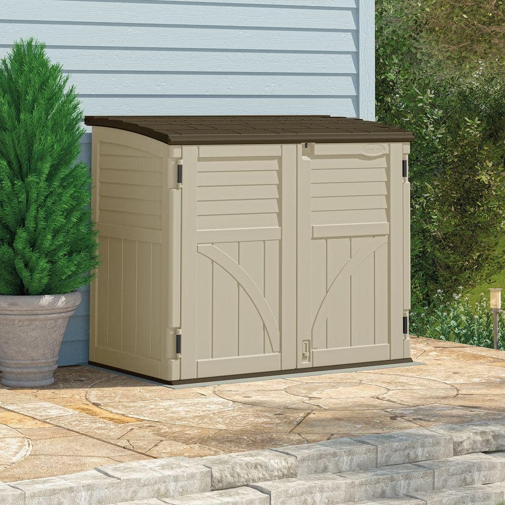 Suncast 2 ft. 8 in. x 4 ft. 5 in. x 3 ft. 9.5 in. Resin Horizontal Storage Shed, Brown -  BMS3400
