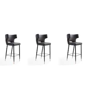 Holguin 41.34 in. Grey, Black and Gold Wood Barstool (Set of 3)