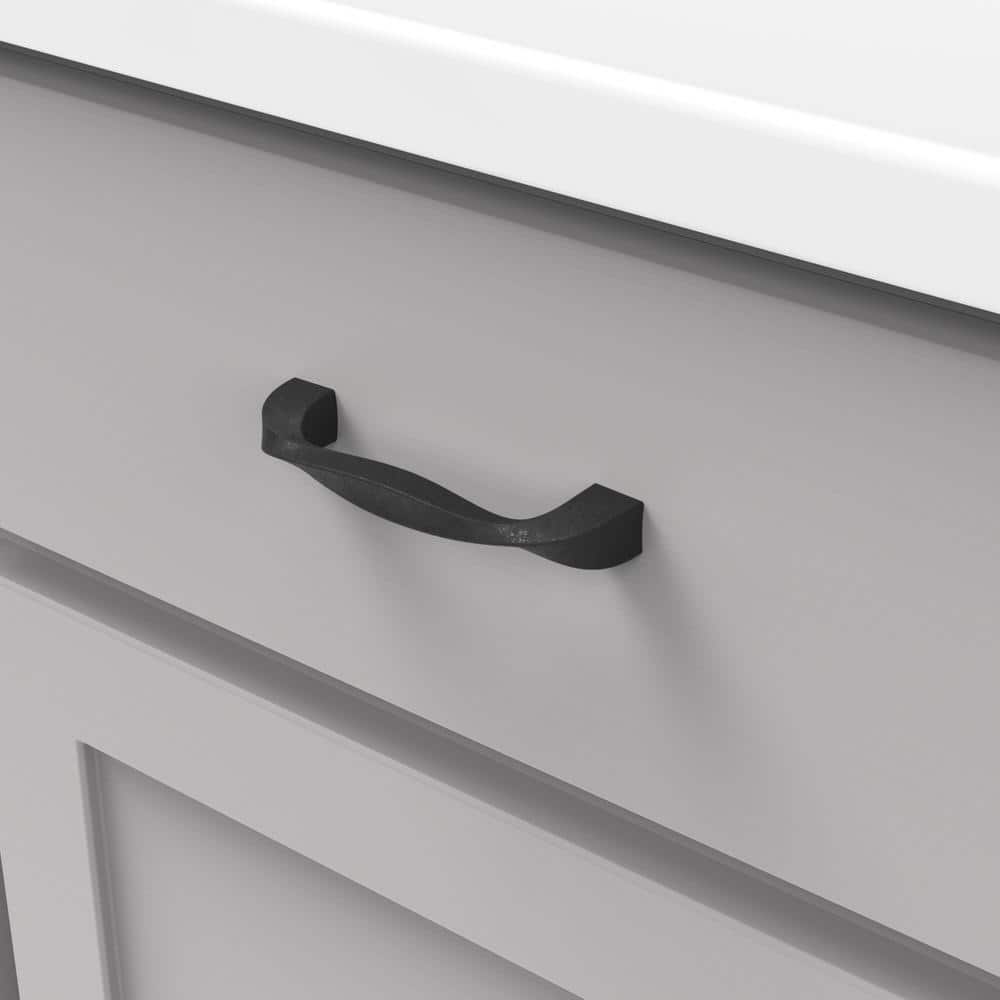 Black Iron Arch Cabinet Pull with Mounting Hardware