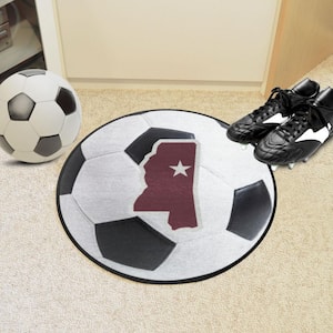 Mississippi State Bulldogs White 27 in. Soccer Ball Area Rug