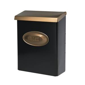 Designer Black with Brushed Brass, Medium, Steel, Locking, Wall Mount Mailbox