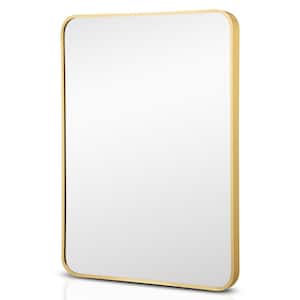 22 in. W x 30 in. H Modern Bathroom Wall Mounted Rectangle Mirror Aluminum Alloy Frame Decor Gold
