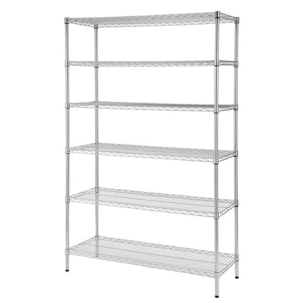 6-Tier Commercial Grade Heavy Duty Steel Wire Shelving Unit in Chrome (48 in. W x 72 in. H x 18 in. D)