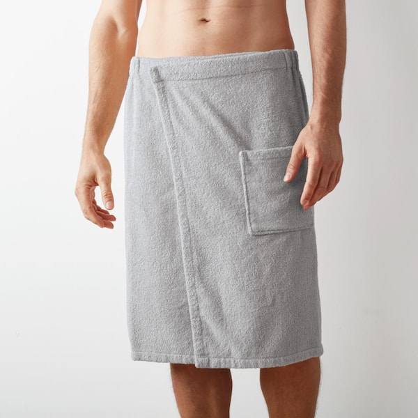 The Company Store Company Cotton Men's S/M Turkish Cotton Wrap in Silver