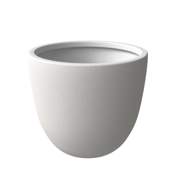 Leisuremod Dahlia Modern 21.5 in. White Fiberstone and Clay Tapered Round Planter for Indoor and Outdoor