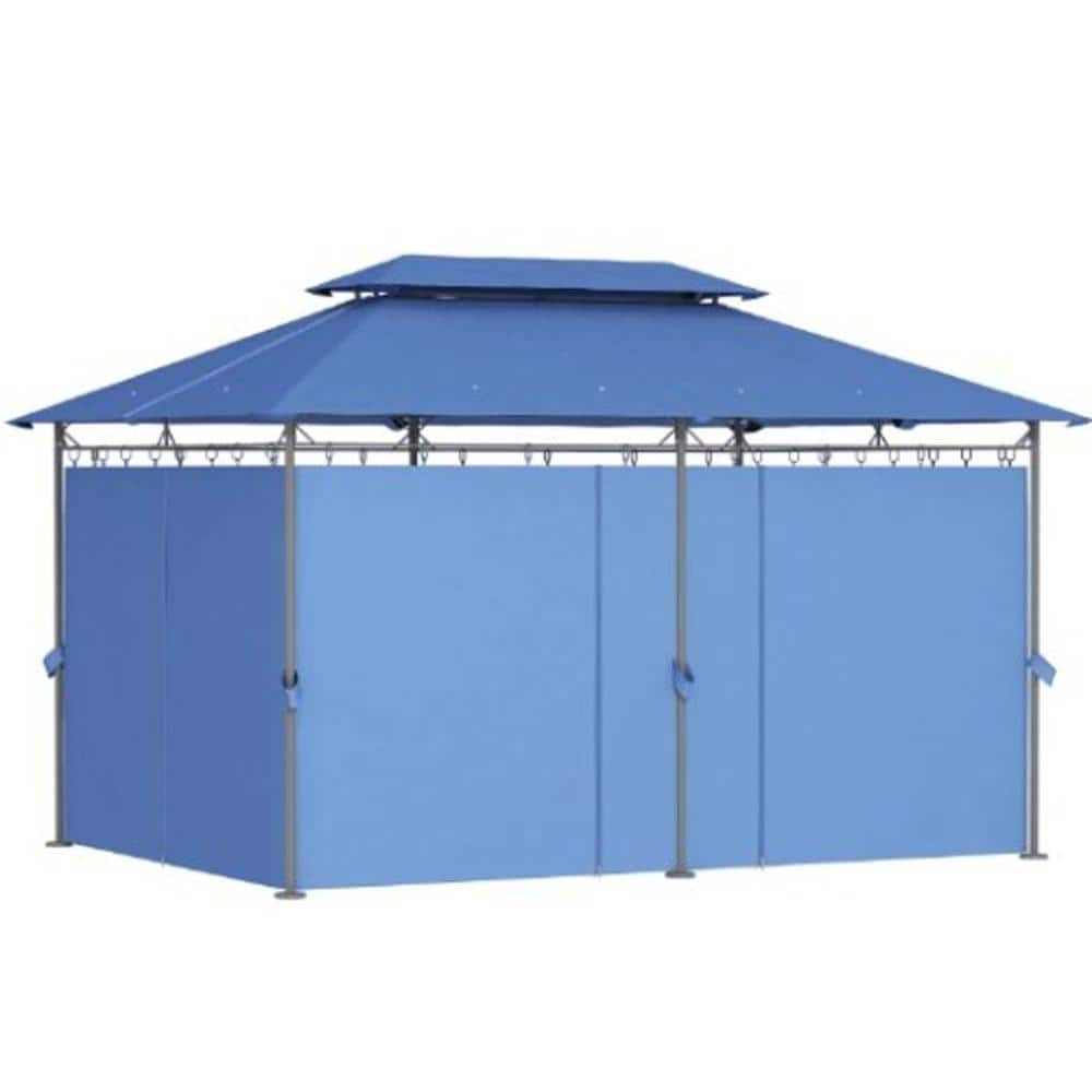 9.7ft. x 13ft. Dark Blue Double-Tier Patio Gazebo, Outdoor Canopy with Curtains, Netting & Shelves for Backyard price history on PriceWatchPro