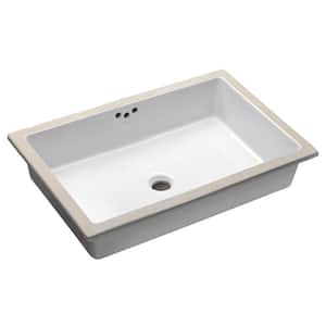 Kathryn Vitreous China Undermount Bathroom Sink with Glazed Underside in White with Overflow Drain