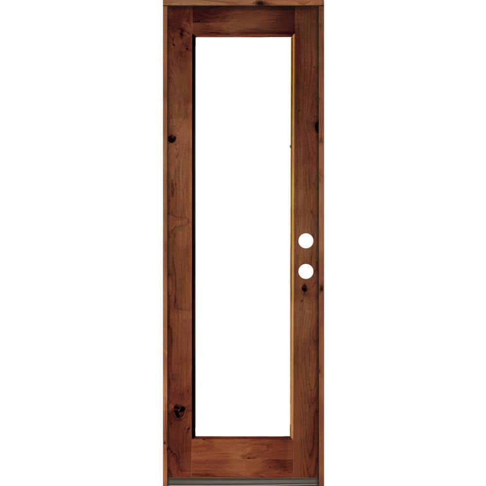 30 in. x 96 in. Rustic Knotty Alder Wood Clear Full-Lite Red Chestnut Stain Left Hand Inswing Single Prehung Front Door price history on PriceWatchPro