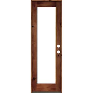 30 in. x 96 in. Rustic Knotty Alder Wood Clear Full-Lite Red Chestnut Stain Left Hand Inswing Single Prehung Front Door