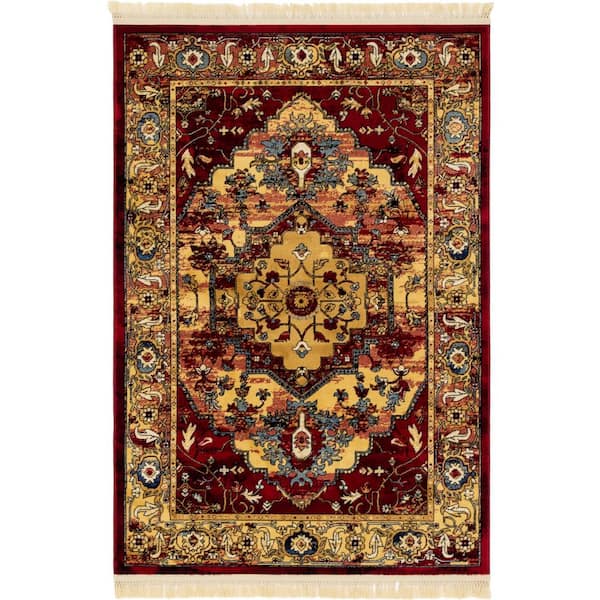 Unique Loom District Potomac Red 4 ft. x 6 ft. Area Rug