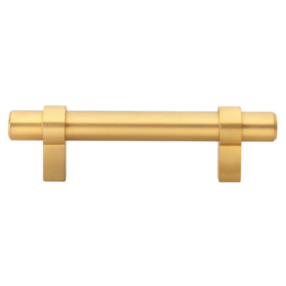 GlideRite 3 in. Center European Style Solid Steel Bar Pull  Satin Gold