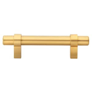 3 in. Solid Satin Gold Euro Style Cabinet Drawer Bar Center-to-Center Pulls (10-Pack)