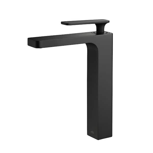 Single Handle Lever Handle Single Hole Bathroom Sink Faucet with Supply Lines and Adjustable Flow Rate in Matte Black