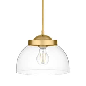 Lowry 1-Light Brushed Gold Oversized Pendant Light with Clear Glass Shade