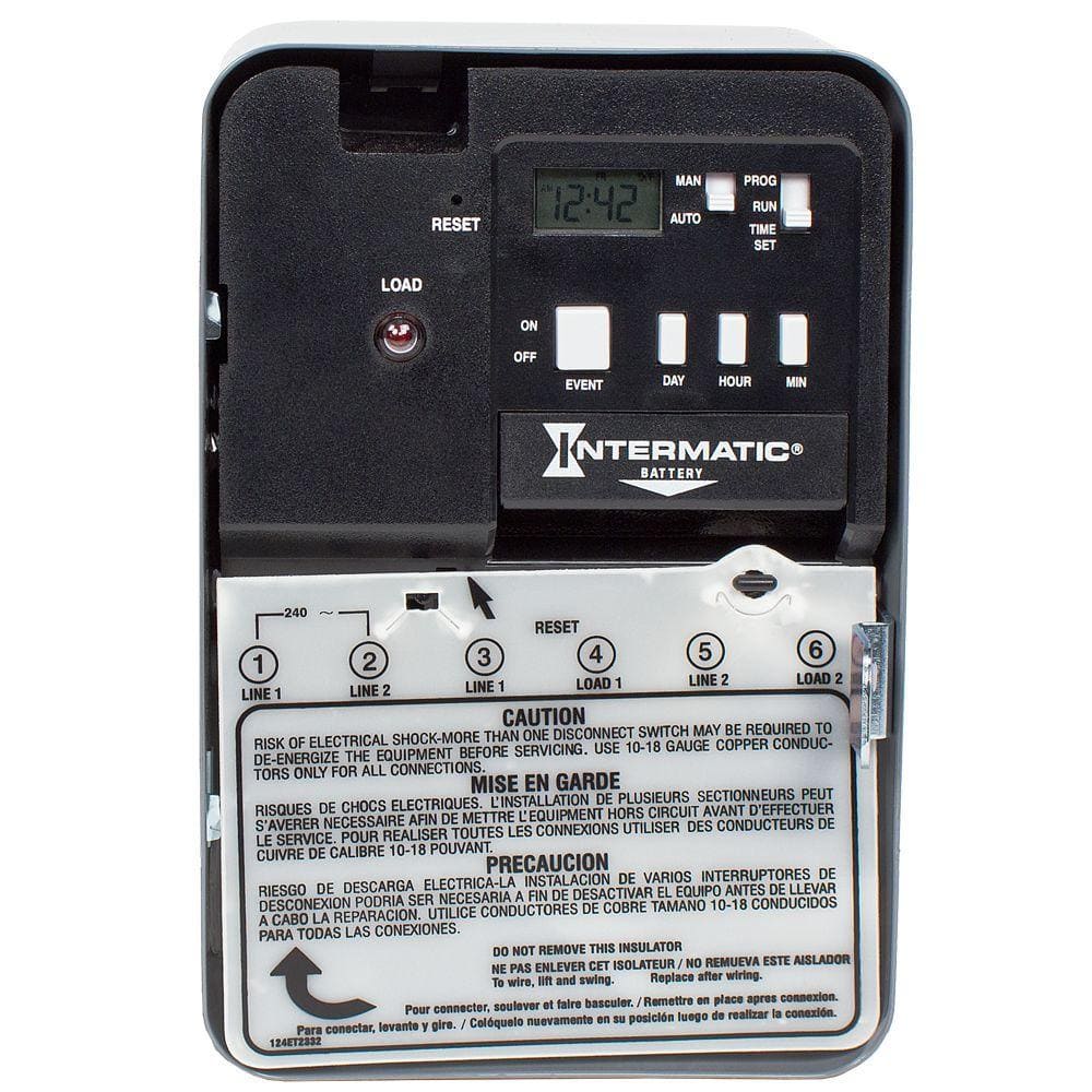 Intermatic 30 Amp 240-Volt DPST Electronic Water Heater Time Switch, Gray/Metal -  EH40