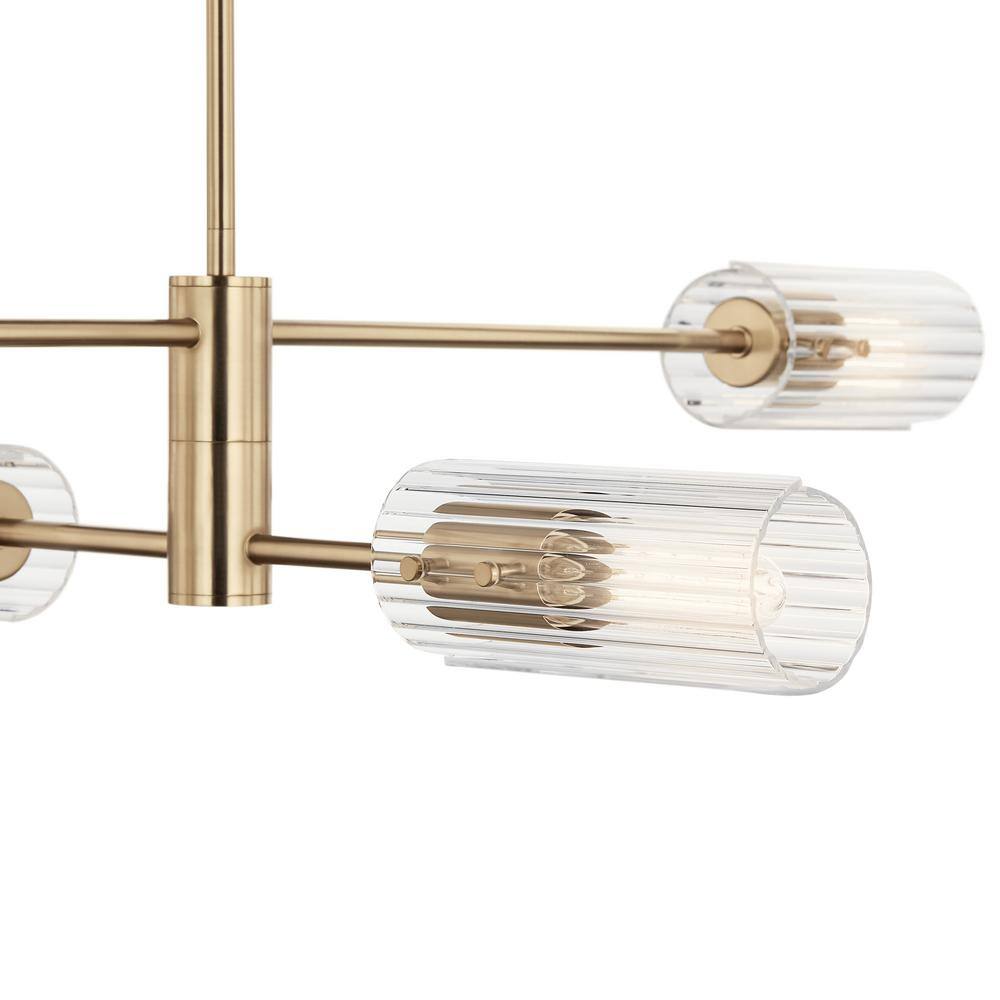 Champagne Bronze 47.5" Linear Chandelier with Clear Fluted Glass