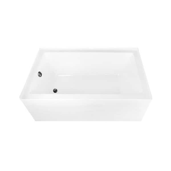 Aqua Eden 60 in. x 36 in. Acrylic Rectangular Alcove Soaking Bathtub with Left Drain in Glossy White/Matte Black
