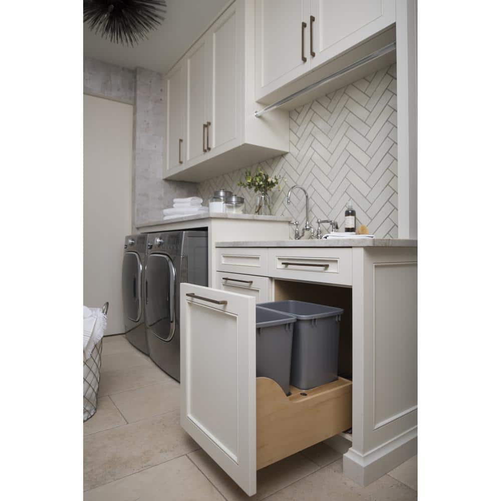 Natural Maple Dual Pull-Out Trash Can with Soft-Close Slides
