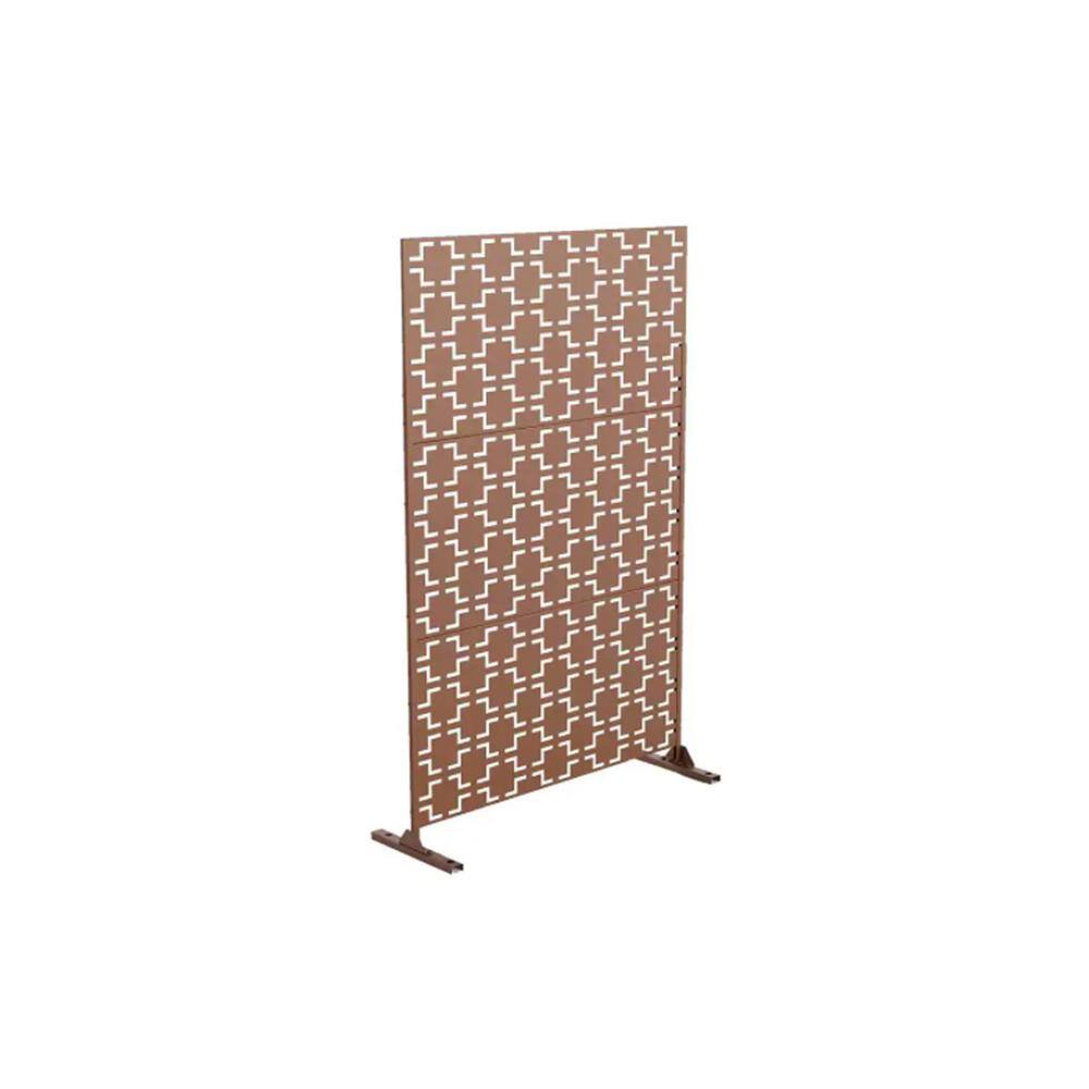 6.33 ft. H x 3.93 ft. W Laser Cut Metal Privacy Screen in Brown, 3 ...