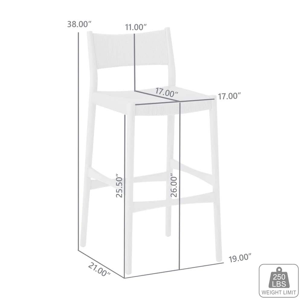 Erie Natural Oak Wood and Woven Paper Cord Counter Stool